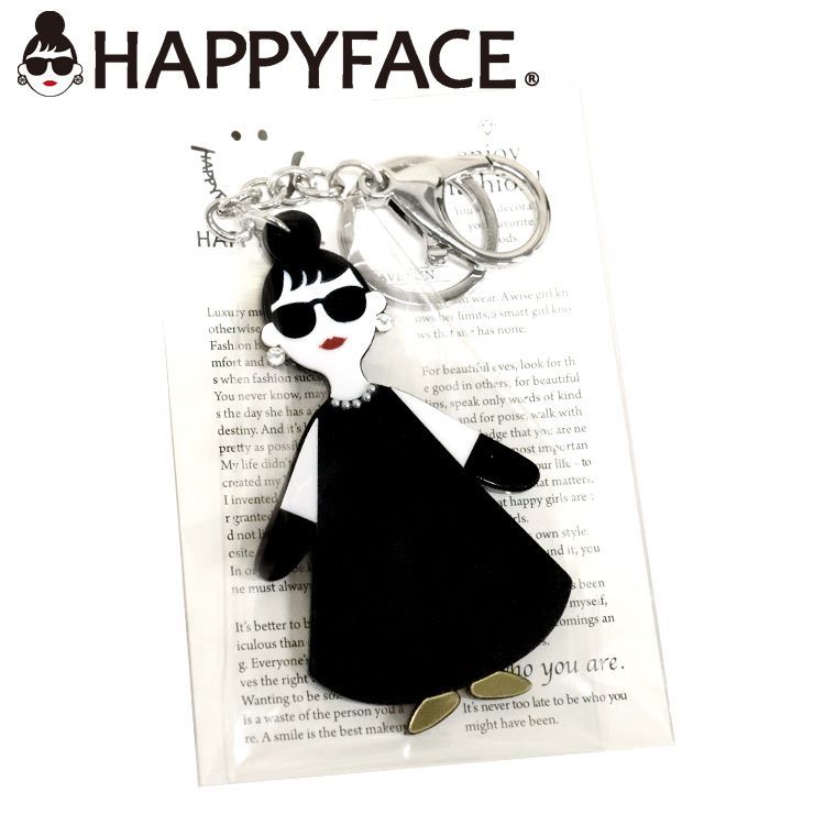 HAPPY FACE サングラス LADY 全身 セレブチャーム アクリルキーホルダー スワロフスキー キーホルダー バッグチャーム レディース ギフト 11243-4959