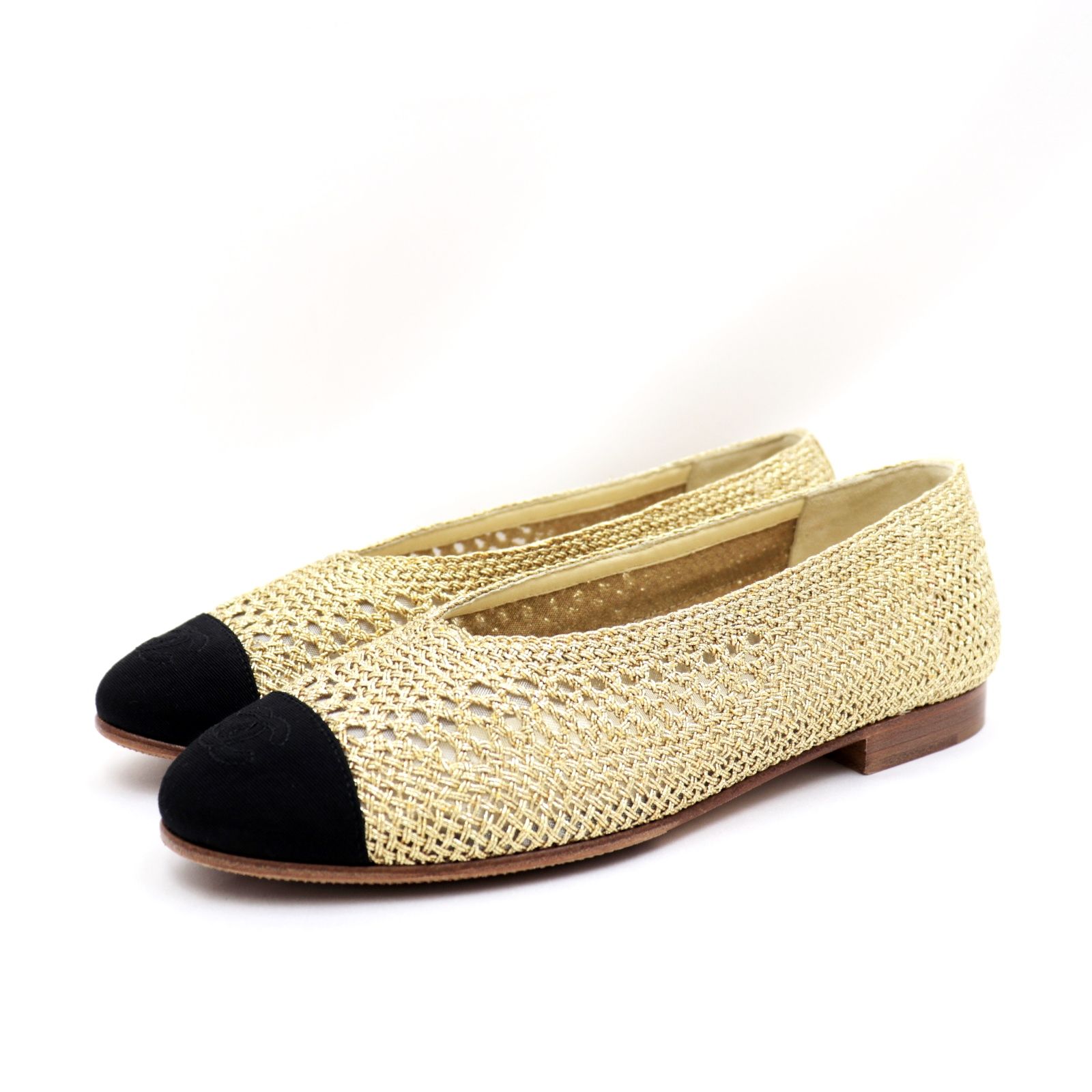 CHANEL バレエシューズ ゴールド×ブラック 美品！