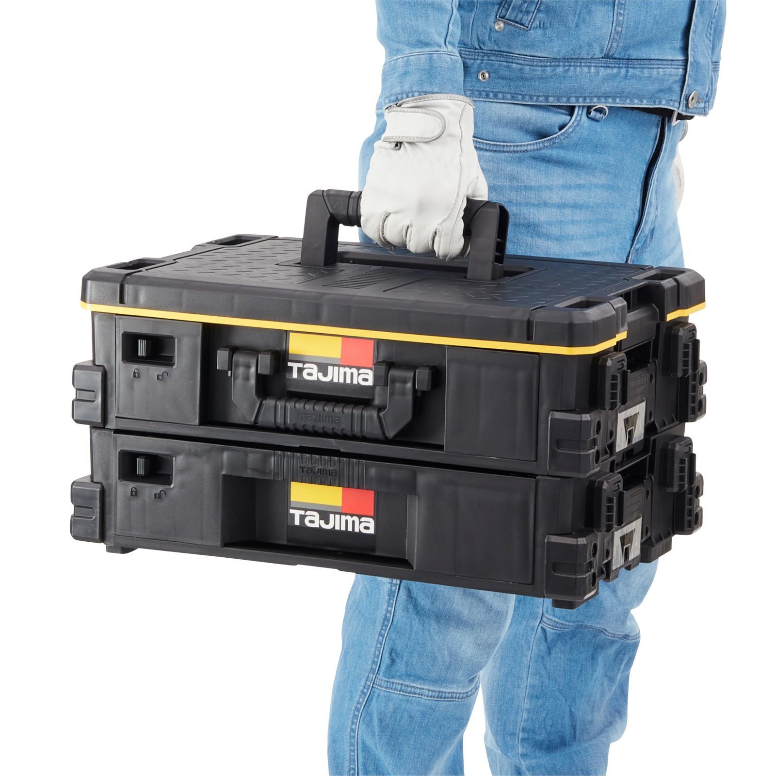 タジマ セフシステム セフ引出しボックス２段セット TB-HBOX 2 上段 セフパーツケーススSサイズ9 個 下段 フリートレイが収納された引出し型ボックス 外側にセフホルダー機能 最大積載量20 kg 上 下段の最大積載量10 重ねて置く