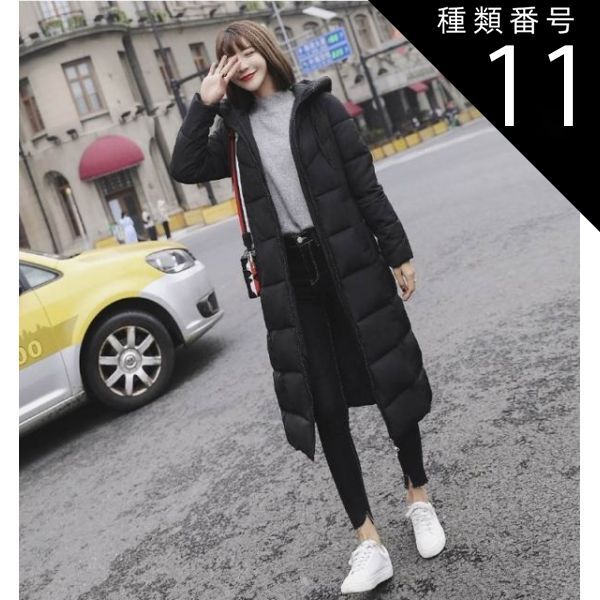 アウター コート もこもこアウター ダウンコート 膝下 ロング ロング丈 マキシ マキシ丈 袖あり 長袖 襟なし ハイネック ストレート Iライン もこもこ モコモコ フード付き ファスナー ポケット 前開き キルティング ダウン かわいい 大人可愛い きれいめ シンプル カジュアル 種類11：ブラック/XL アウター コート もこもこアウター ダウンコート