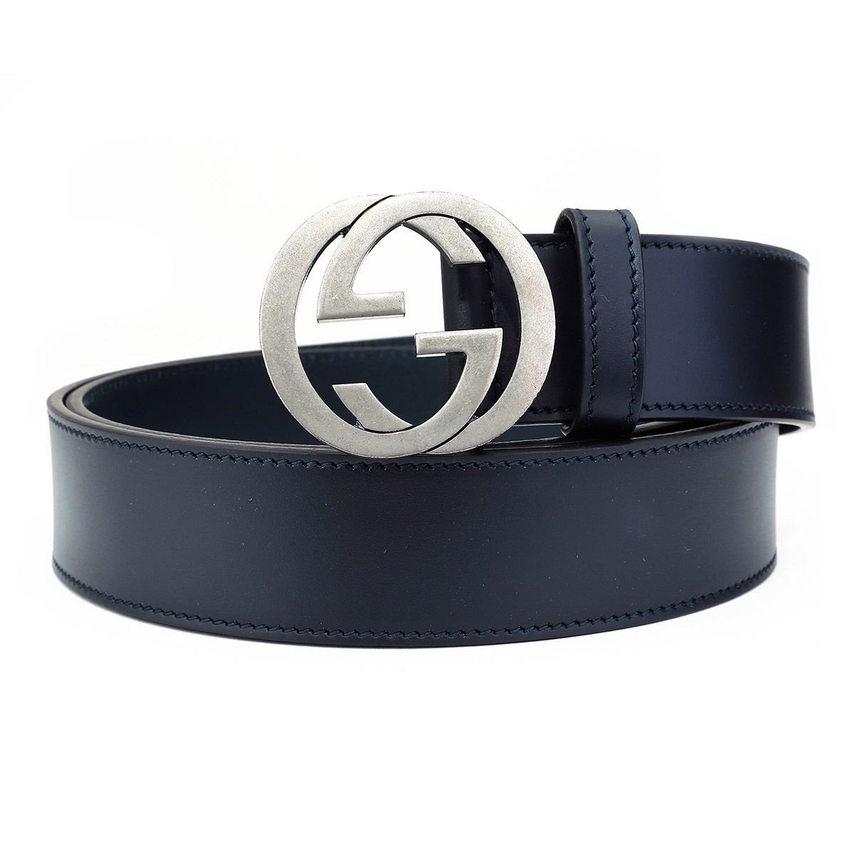 新品 グッチ GUCCI ベルト インターロッキングG ベルト ネイビー