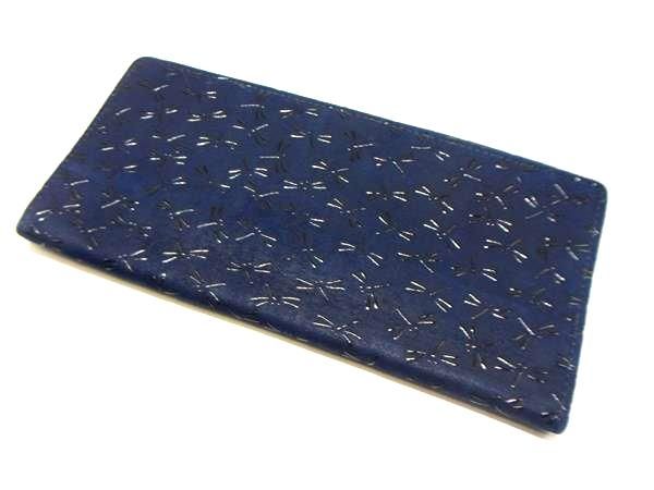 □美品□ INDEN-YA 印傳屋 インデンヤ 鹿革 漆塗り トンボ柄 二つ折り