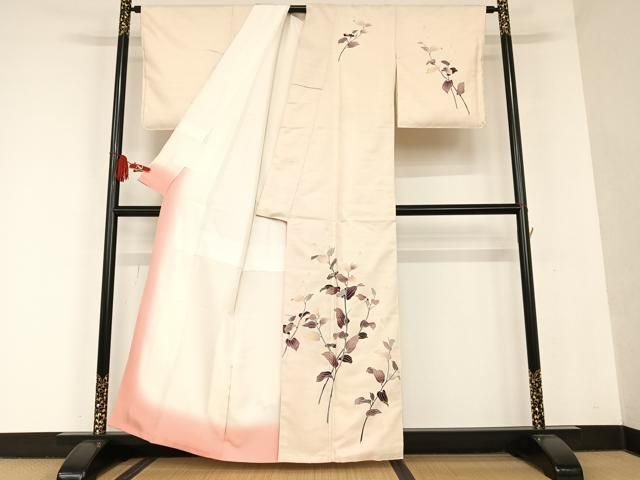 平和屋着物●訪問着　友禅　紬地　枝花文　正絹　逸品　AAAT0639zg 平和屋着物○訪問着 友禅 紬地 枝花文 正絹 逸品 AAAT0639zg - メルカリ