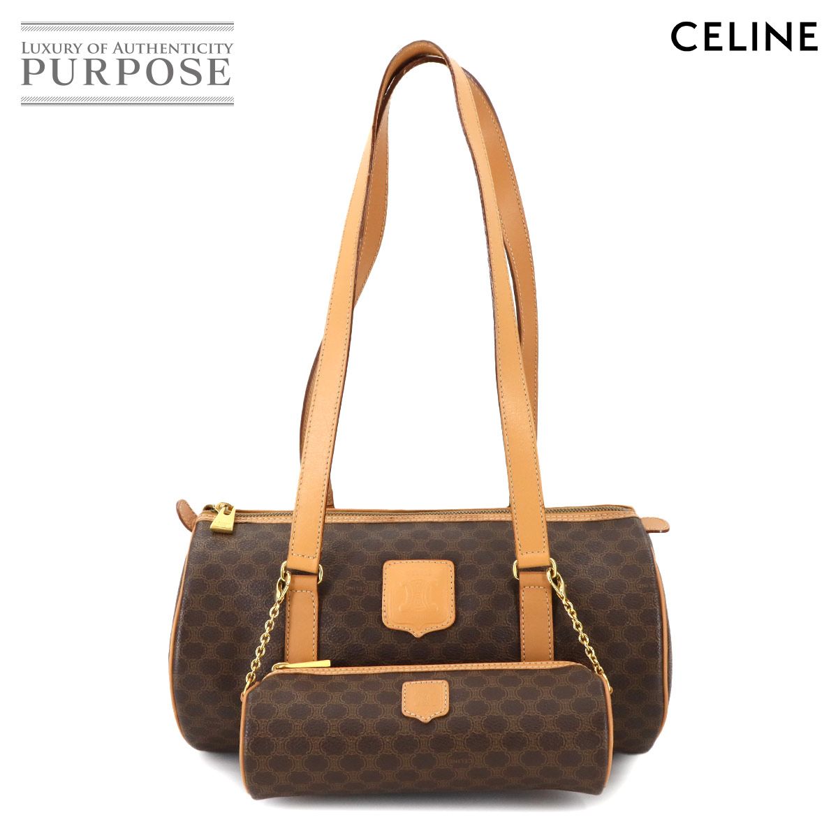新品同様 セリーヌ CELINE マカダム ボストン ハンド バッグ PVC