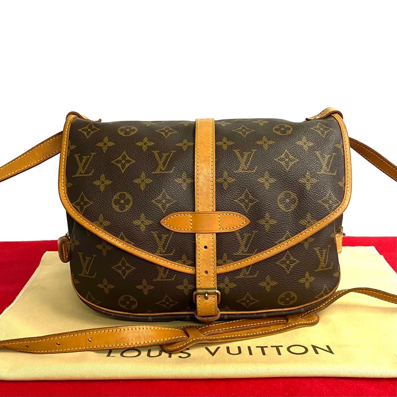 極 美品 LOUIS VUITTON ルイヴィトン ヴィンテージ ソミュール 30 モノグラム レザー ショルダーバッグ ポシェット ブラウン  01161 - メルカリ