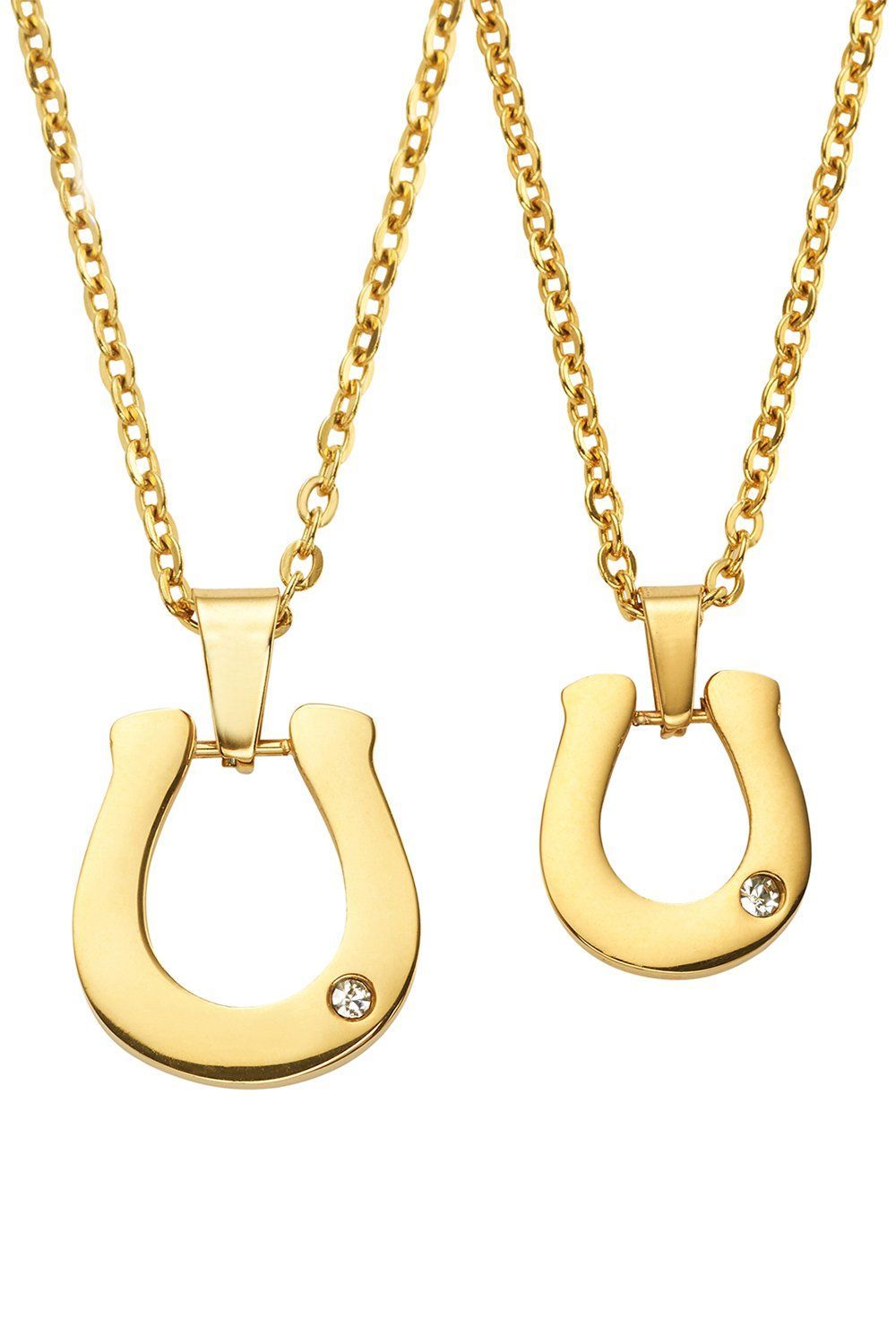 数量 Strength ステンレス 製 ホースシュー ペア ネックレス セット ジュエリー ボックス 入り A1398 馬蹄 ペアネックレス メンズ レディース サージカルステンレス 316L