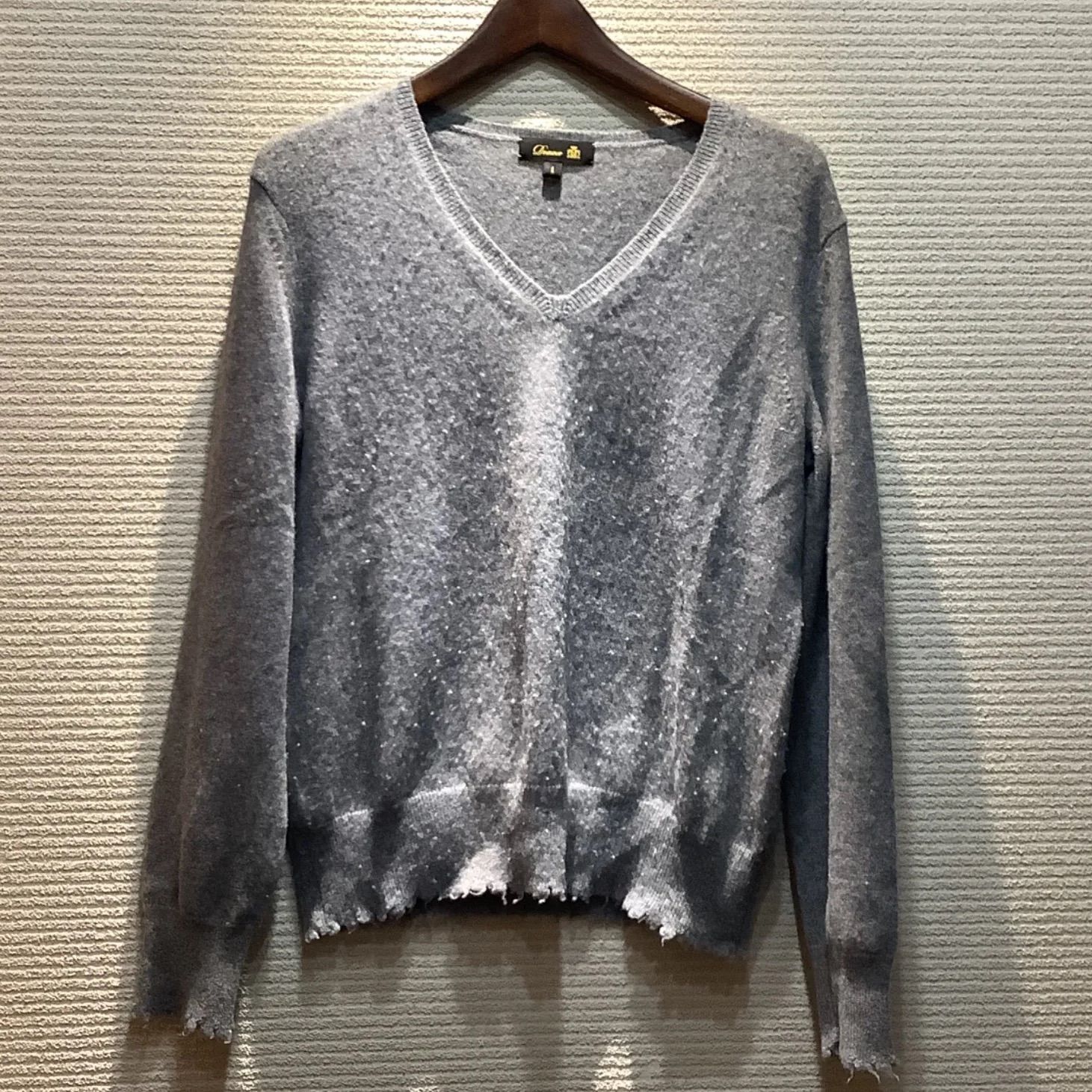 Drawer カシミヤ100% Ｖネック フリンジ ニット グリーン Pringle - プリングル カシミヤ100% 長袖 ニット S グリーン系 Pringle