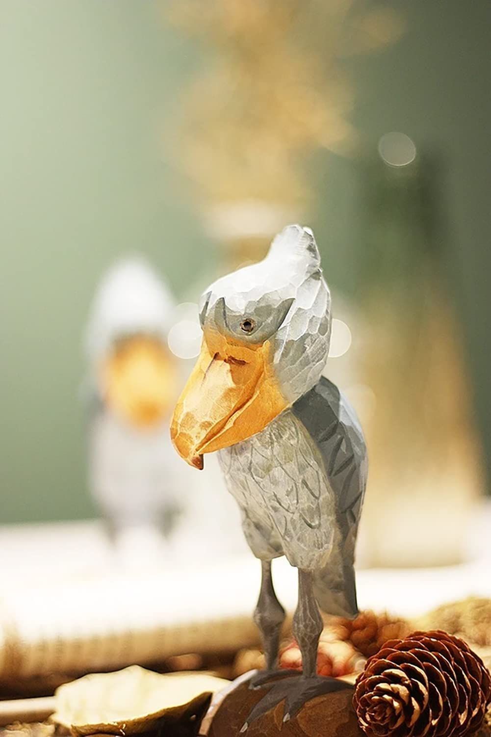 特価商品】（hej!e) ハシビロコウ置物 Shoebill 木彫 木製 オブジェ