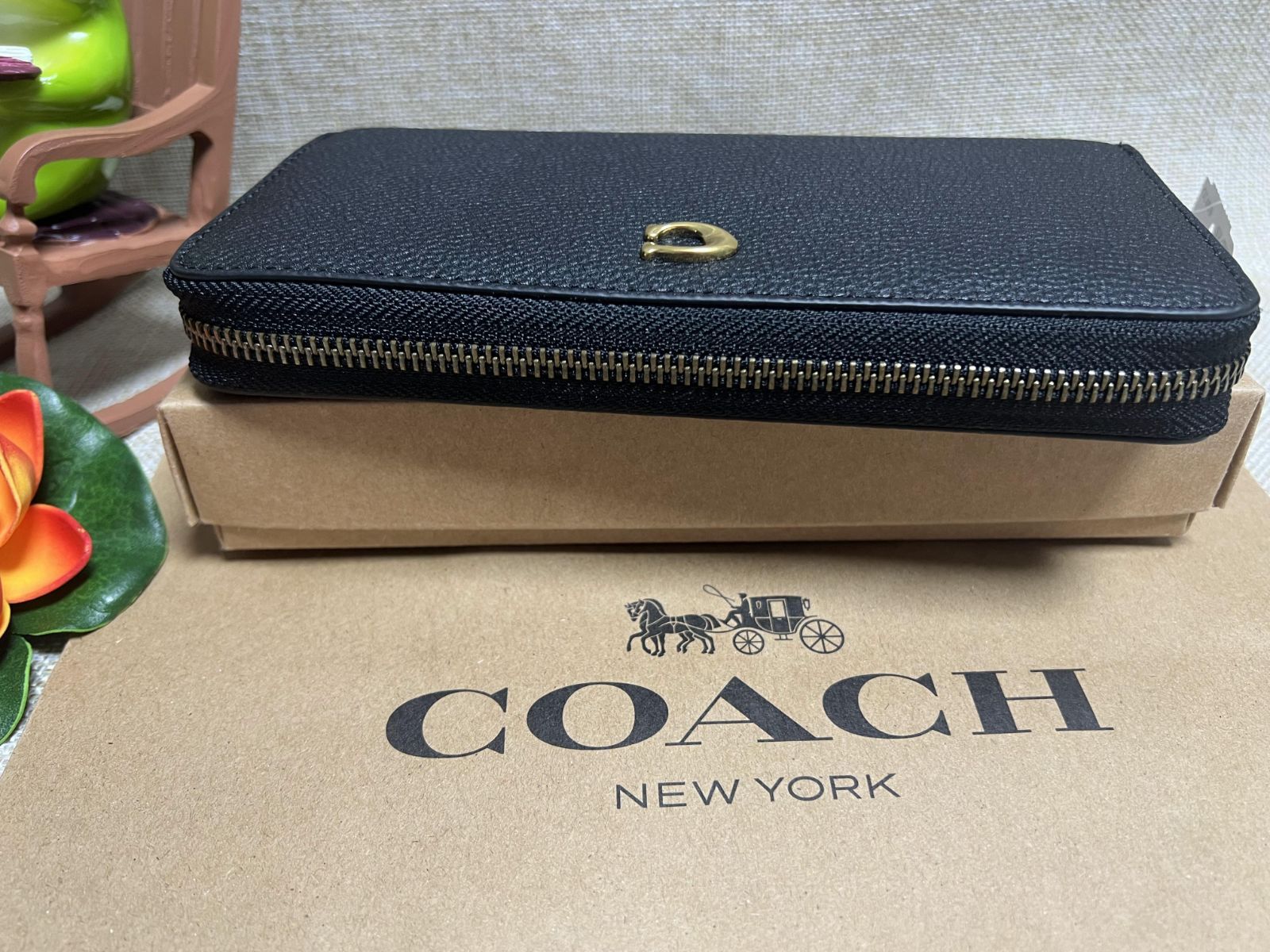 COACH コーチ 財布 長財布 ペブルド レザー ロゴ アコーディオン ...