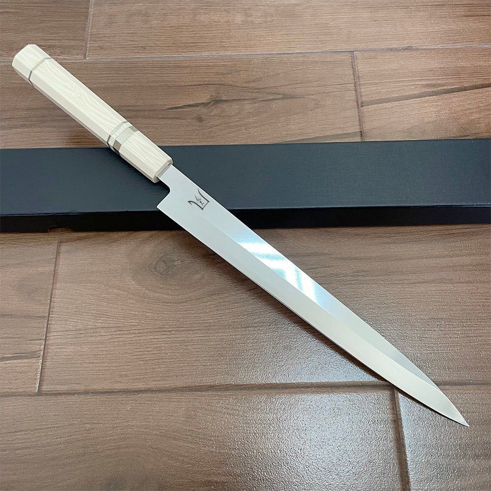 NK25A05 風刃 柳刃包丁 9寸 V金10号 刺身包丁 真空焼き入れサブゼロ処理 和包丁牛刀 人工象牙八角柄 刃渡り270mm 硬度約HRC61
