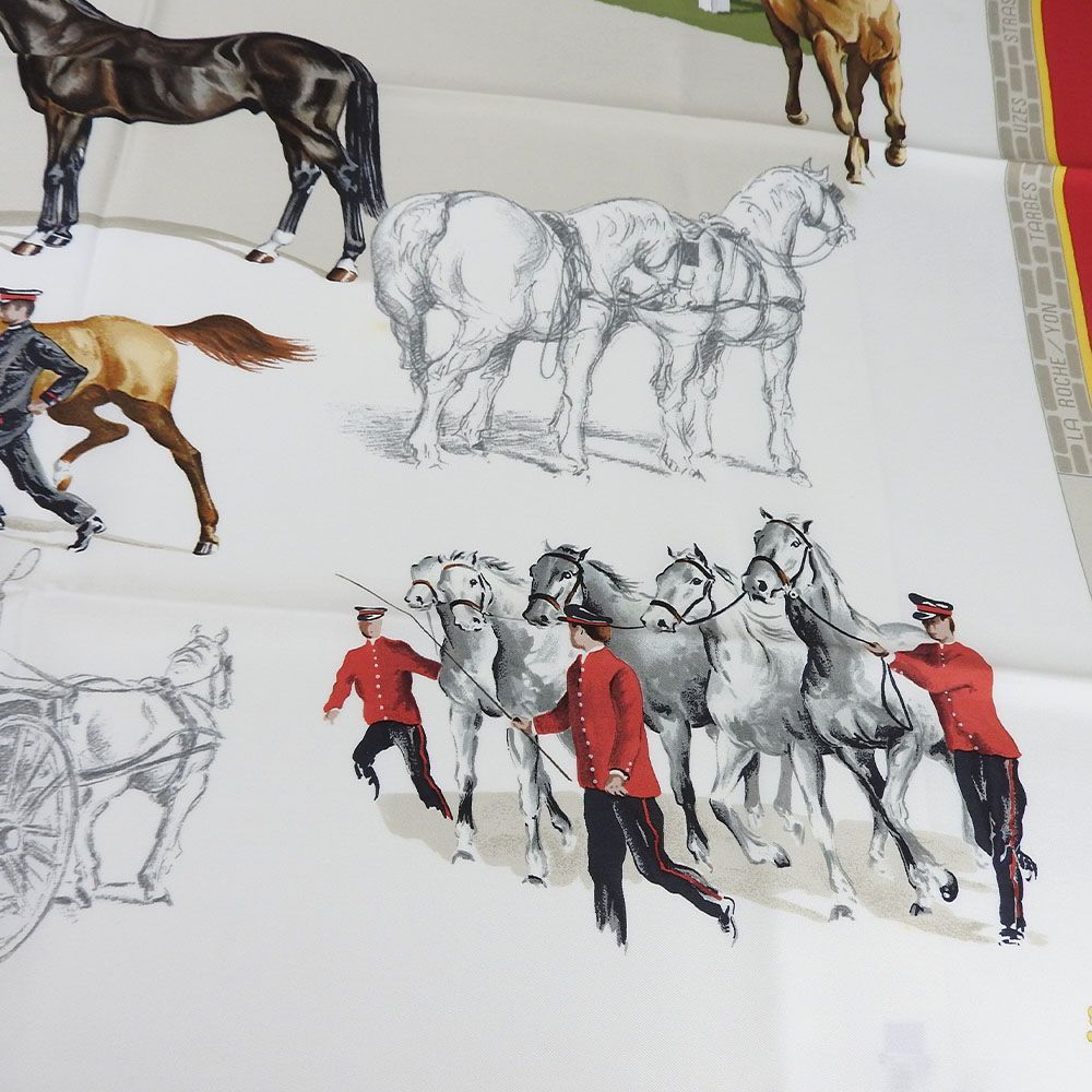 中古】 エルメス スカーフ カレ90 シルク100％ LES HARAS NATIONAUX