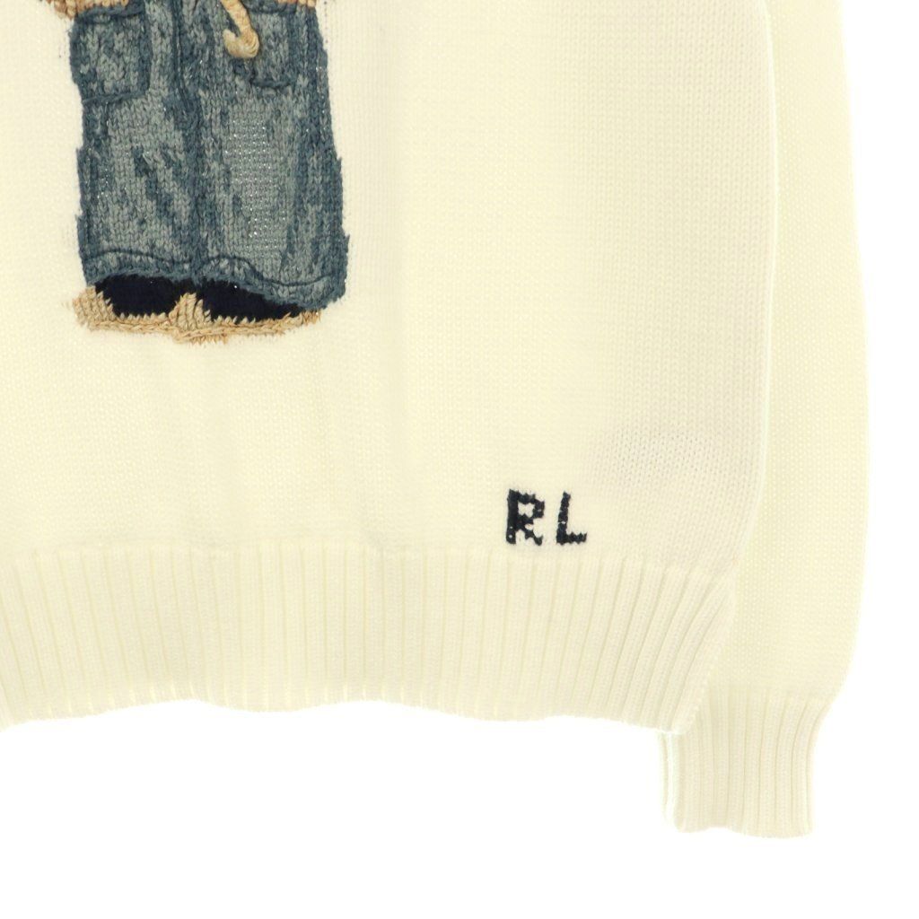 美品 ラルフローレン コットンニット ポロベア カーボーイ レザー フリンジ S ポロ ラルフローレン POLO RALPH LAUREN ポロベア コットン