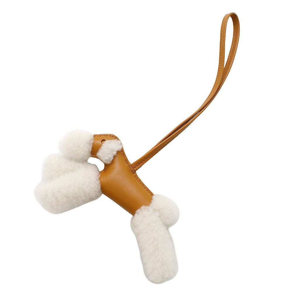 エルメス バッグチャーム バディ セサミ ラムスキン|ムートン U刻印 HERMES チャーム オーナメント イヌ
