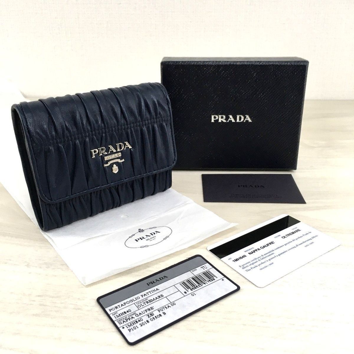 未使用品 PRADA コンパクト財布 OLTREMARE ネイビー 394-