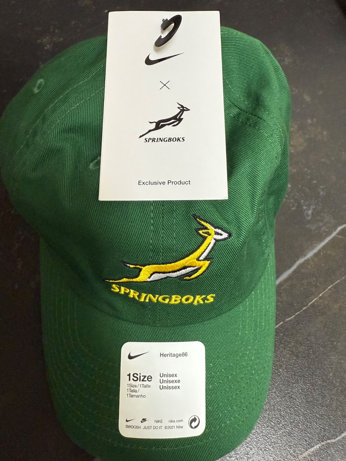 ラグビーSPRINGBOKS 南アフリカ代表キャップ刺繍デザイン「緑・黄色」 SPRINGBOKS キャップ 帽子 グリーン ラグビー 南アフリカ代表