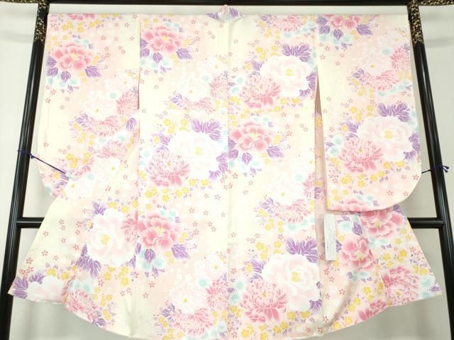 平和屋着物●二尺袖 小振袖 舞桜 乱菊 暈し染め 洗える着物 DAAY1013ps