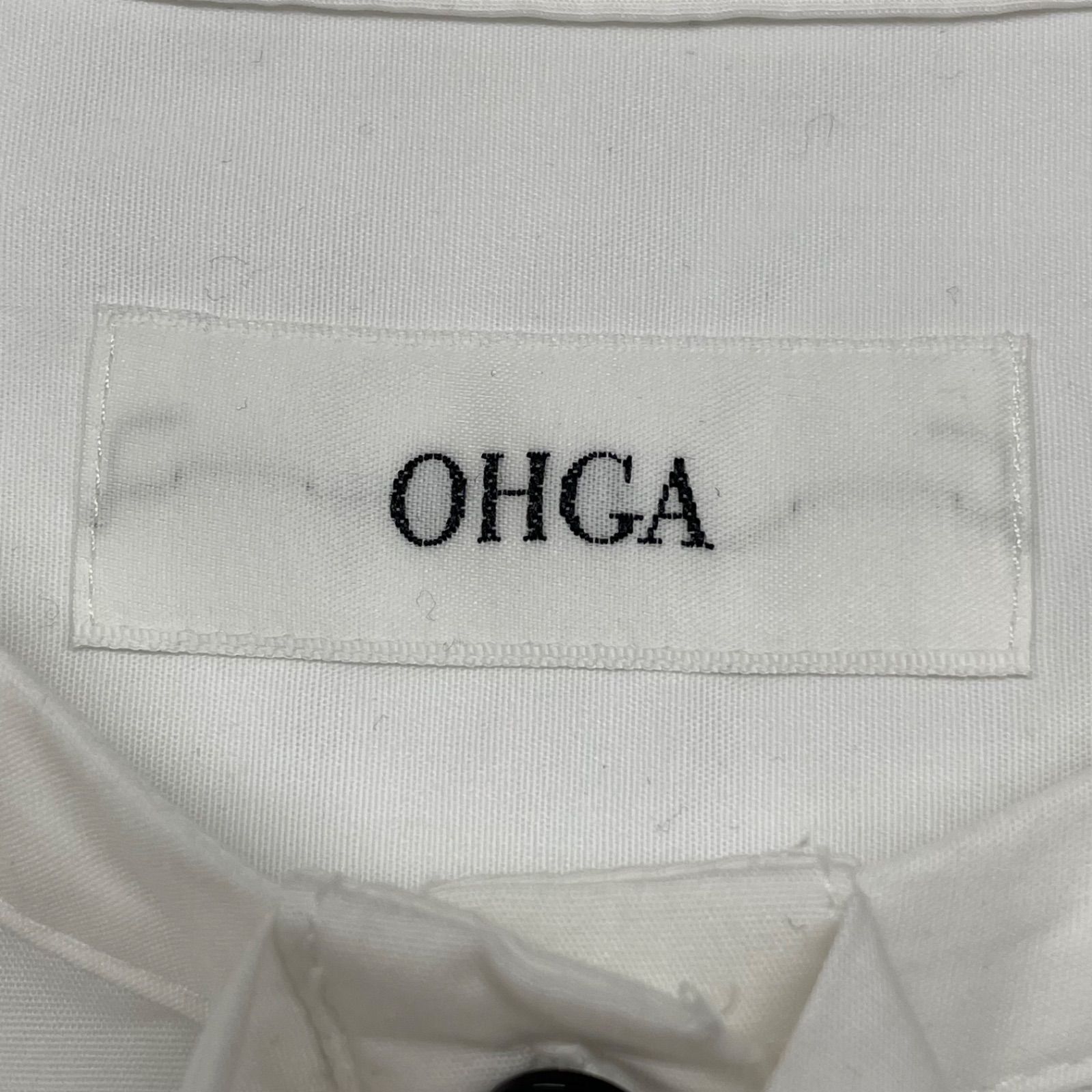 美品 OHGA オーガ 長袖 フロントフリル ノーカラーシャツ OHGA-1063 サイズF ホワイト レディース 古着 中古 美品 OHGA オーガ 長袖 フロントフリル ノーカラーシャツ OHGA