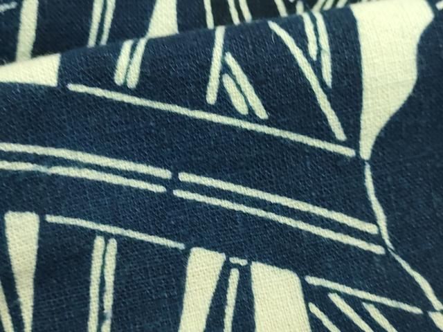 平和屋本店□極上 浦野理一 型染 九寸名古屋帯 杜若 綿 逸品