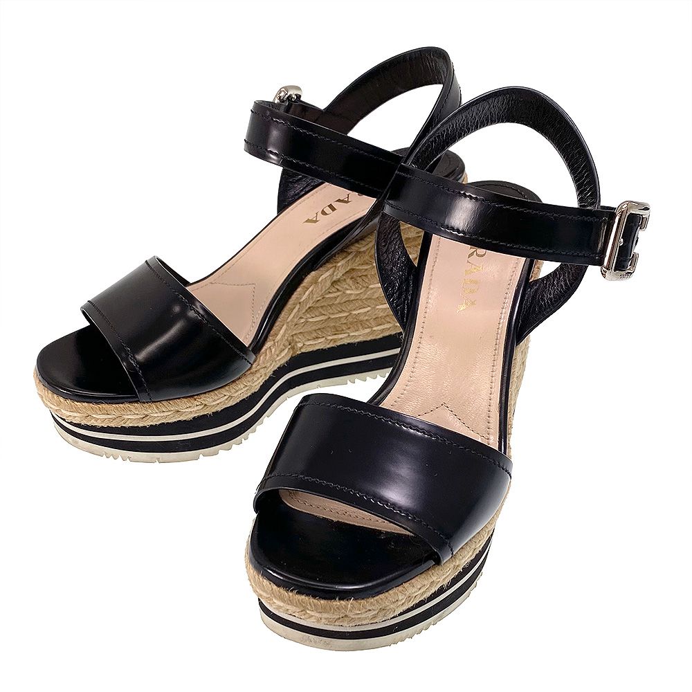 PRADA プラダ サンダル ゴールド ウェッジサンダル ストラッ