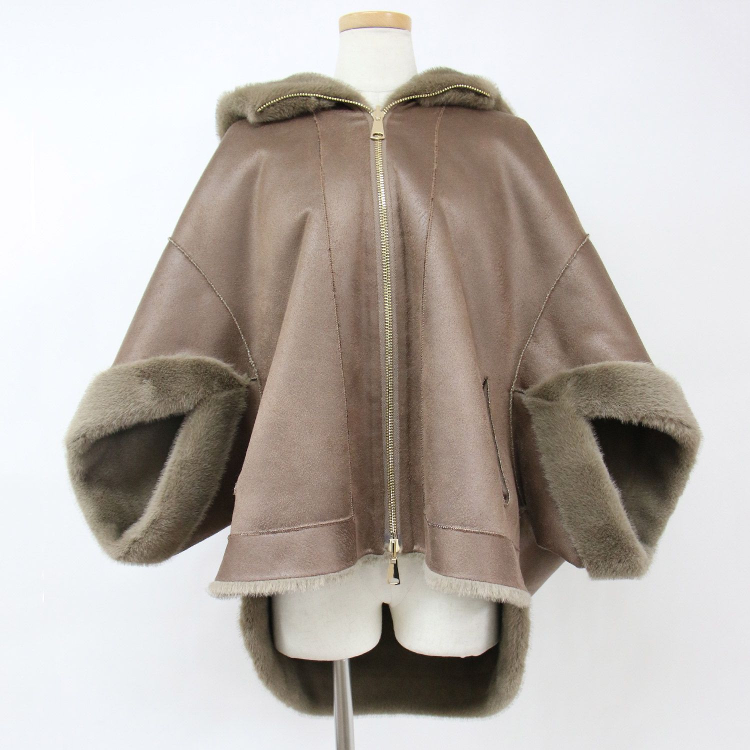 MY WHITE/マイホワイト】 KHAKI ブルゾン ポンチョ ブラウン MY WHITE