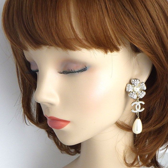 シャネル CHANEL ピアス ココマーク ロゴ フラワー ドロップ