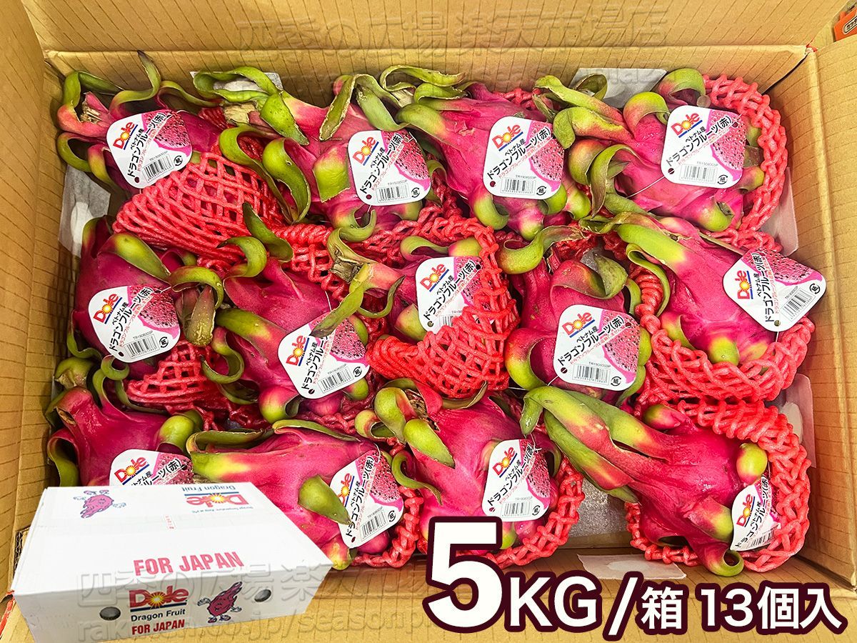 ベトナム産　紅ドラゴンフルーツ　20個入り　約10kg 数量限定 ベトナム産 紅ドラゴンフルーツ 20個入り10kgの通販 by