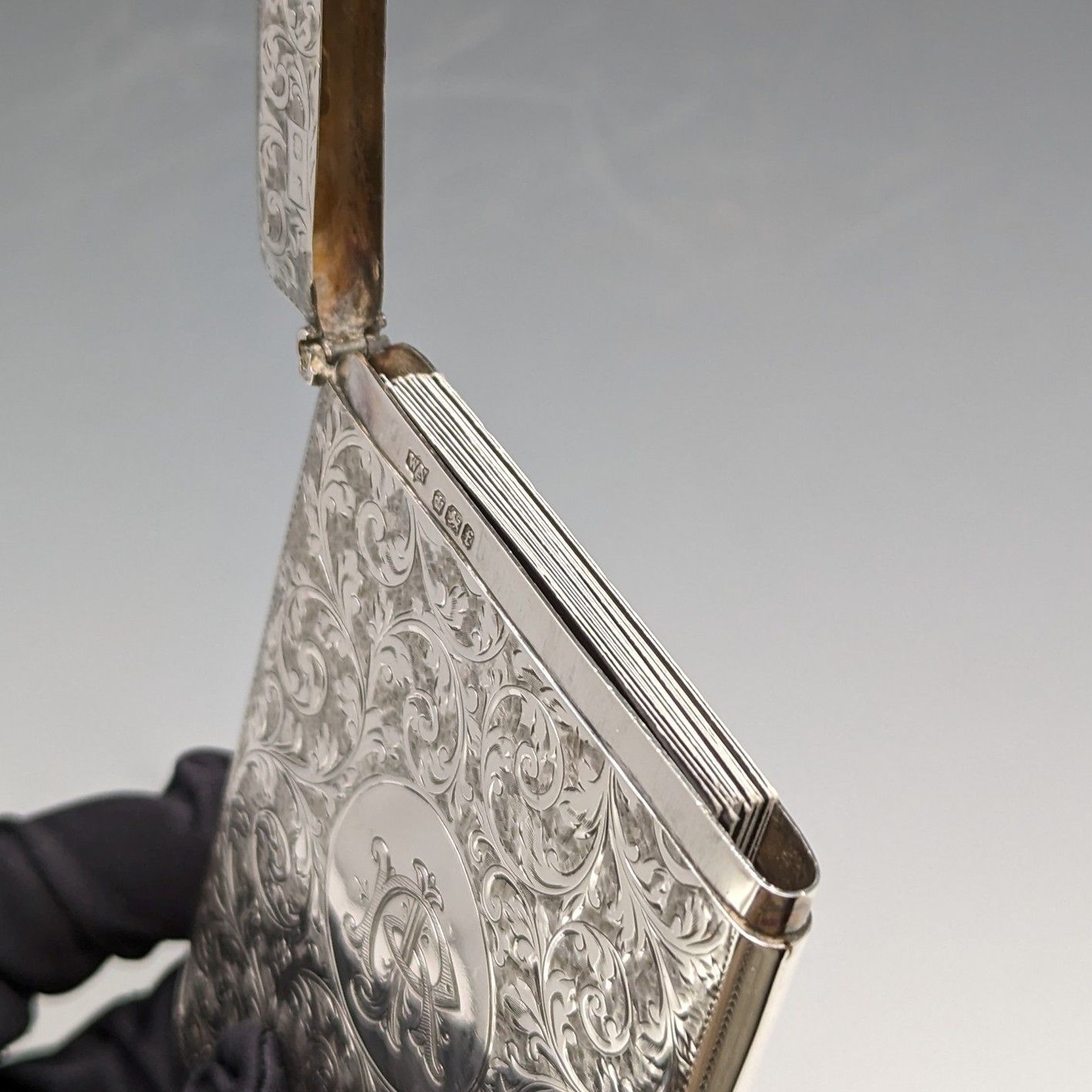1898年 英国アンティーク 純銀製 カードケース 62g William Neale 