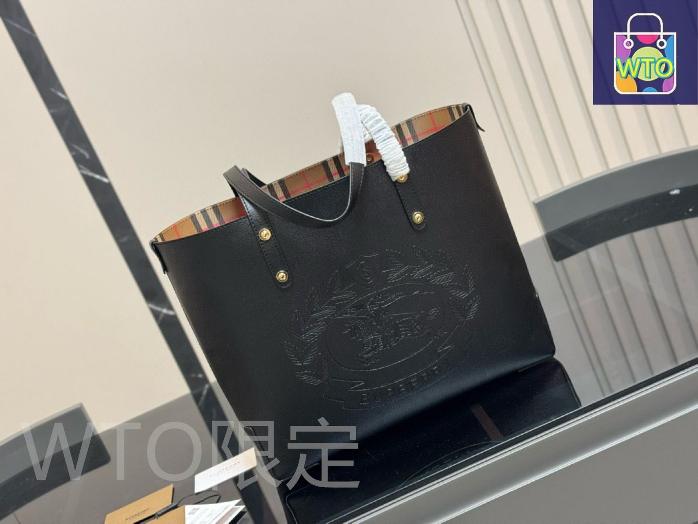 トートバッグ BURBERRY Printed Canvas Shopping Bag 今日特価】Burberry Canvas Shopping Tote Bag 35×30cm-WTO輸入