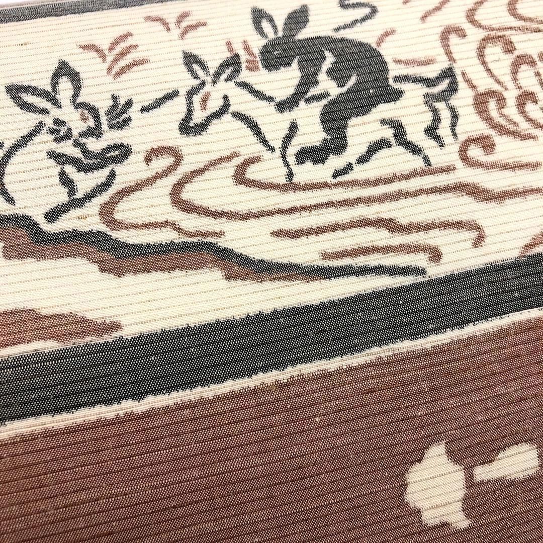 巻物に鳥獣戯画 小鹿色