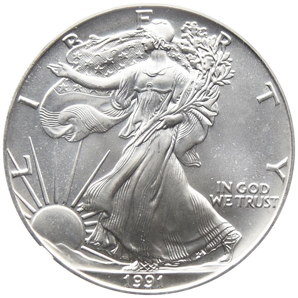 アメリカ 1991　1ドル　銀貨　NGC MS69　シルバーイーグル　自由の女神