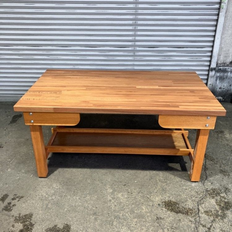 展示品※小傷アリ】作業台 ワークテーブル 木製 収納付 天然木 1500×900