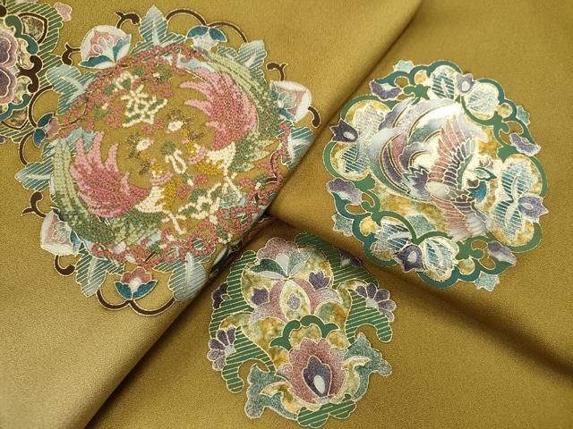 付け下げ　スワトウ刺繍　桜　梅花　扇　流水　花模様　着物　020k 付け下げ スワトウ刺繍 桜 梅花 扇 流水 花模様 着物 020k
