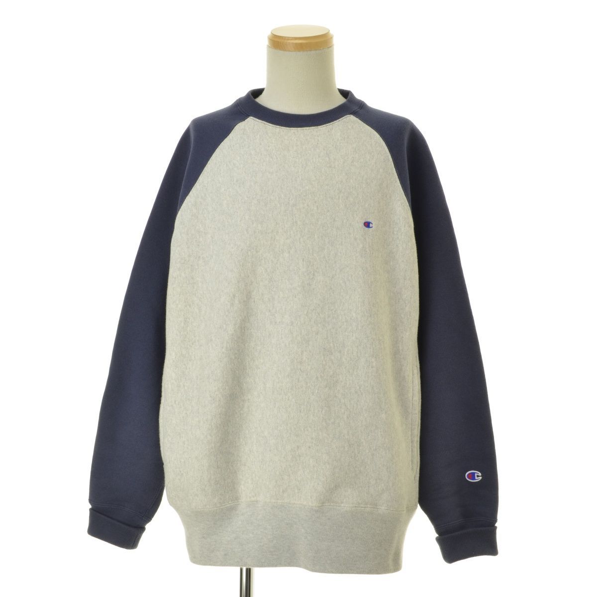 【CHAMPION×BEAMS】別注 C8-W023 REVERSE WEAVE RAGLAN SWEAT リバースウィーブ 復刻青単色タグ  チビロゴ長袖スウェット