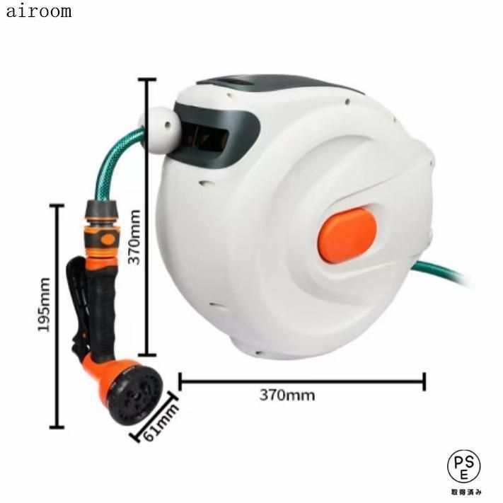 散水ホース洗車ホース20m格納180°スイベルブラケットホースリールスタンド自動ホースリール屋外エアホースリールガーデンホース