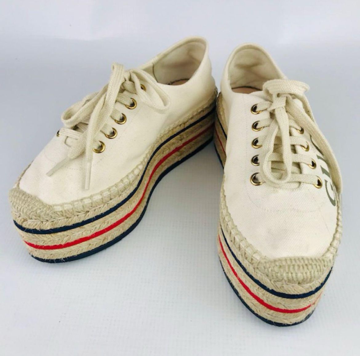 良品☆GUCCI・グッチ レディース キャンバス ヴィンテージブランドロゴ 