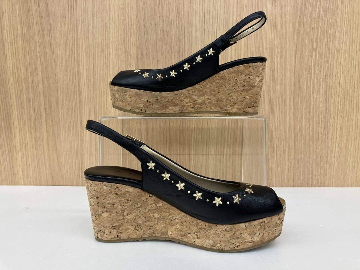 JIMMY CHOO ジミーチュウ プローバ ウェッジソール スタッズサンダル ヒール約7.5cm サイズ約20cm ブラック 通年 KIN-KAAI_COM