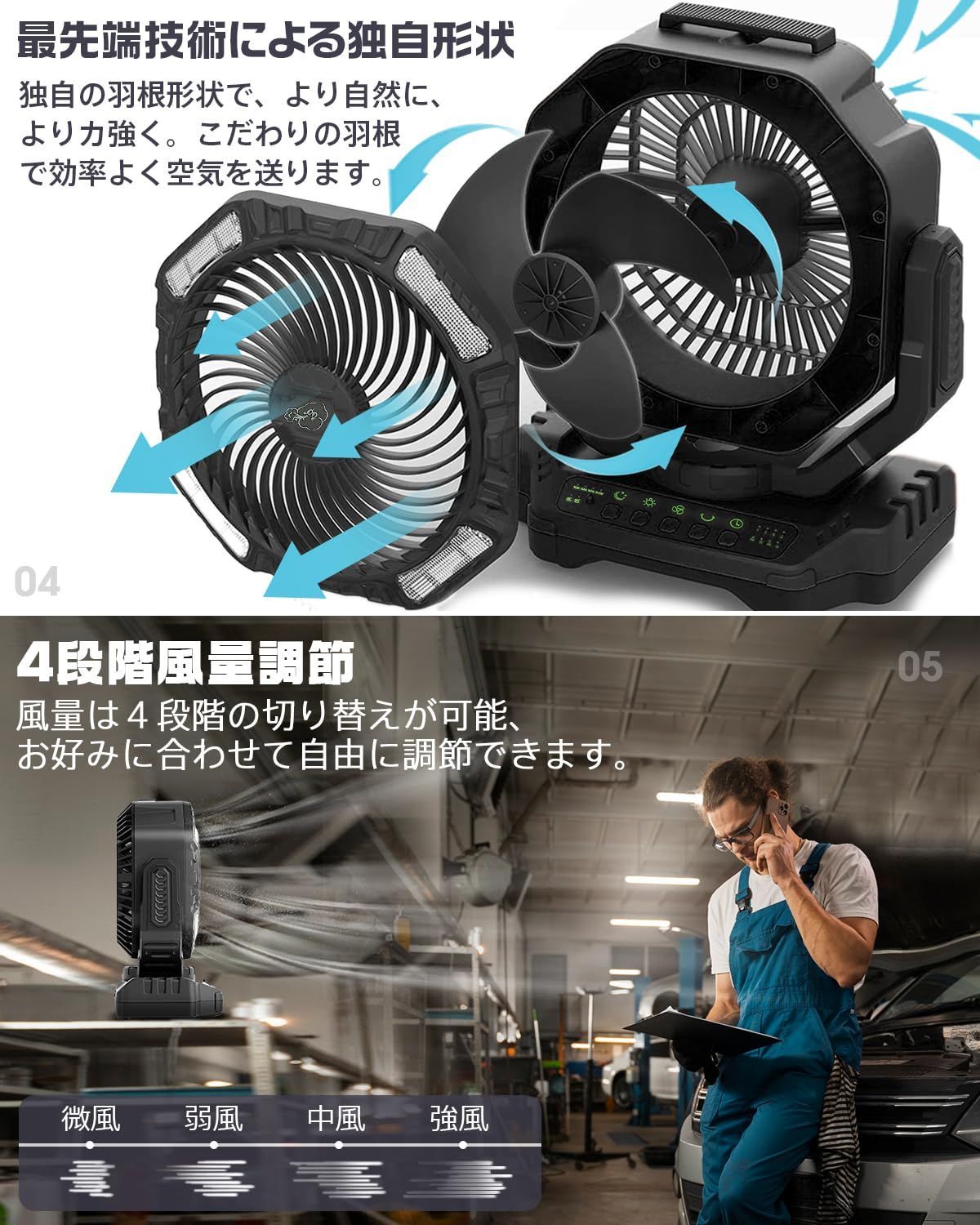 自動首振り＆40,000mAh】 キャンプ扇風機 アウトドア扇風機 充電式扇風