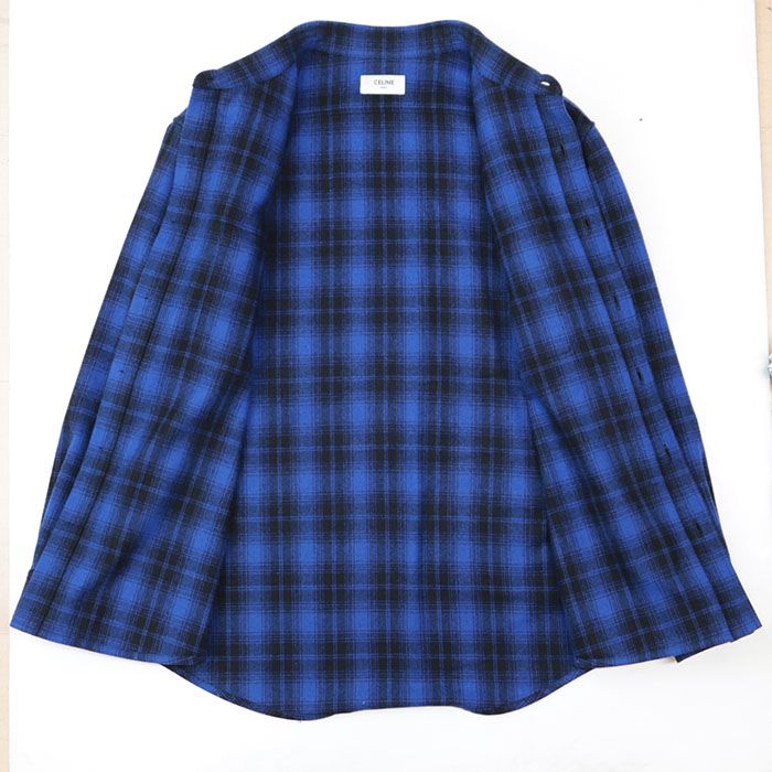 美品】CELINE PARIS セリーヌ パリ ネル シャツ チェック柄 総柄
