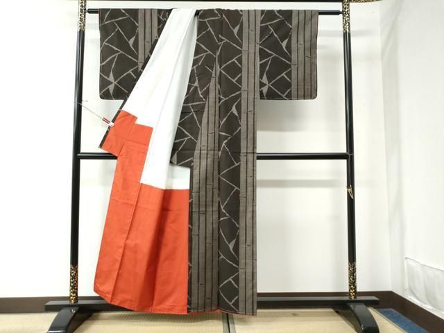 平和屋着物 本場大島紬 7マルキ 竹並び吉祥文 正絹 CAAW8091yc