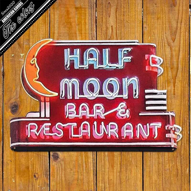 サインプレート ブリキ看板 HALF MOON BAR & RESTAURANT