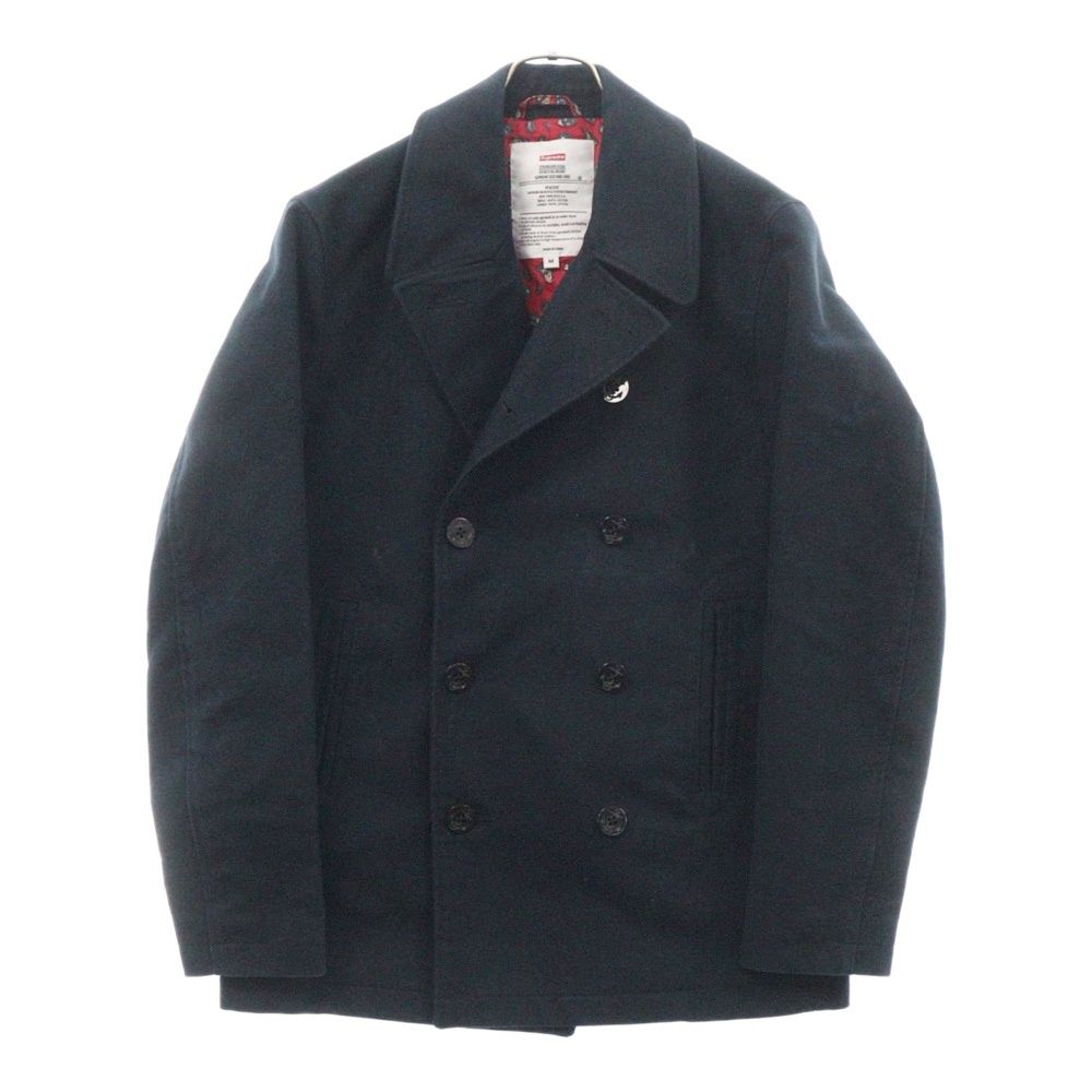 Supreme 11AW ライナー ペイズリー柄 モールスキン Pコート 紺 S Supreme 11AW ライナー ペイズリー柄 モールスキン Pコート 紺 S