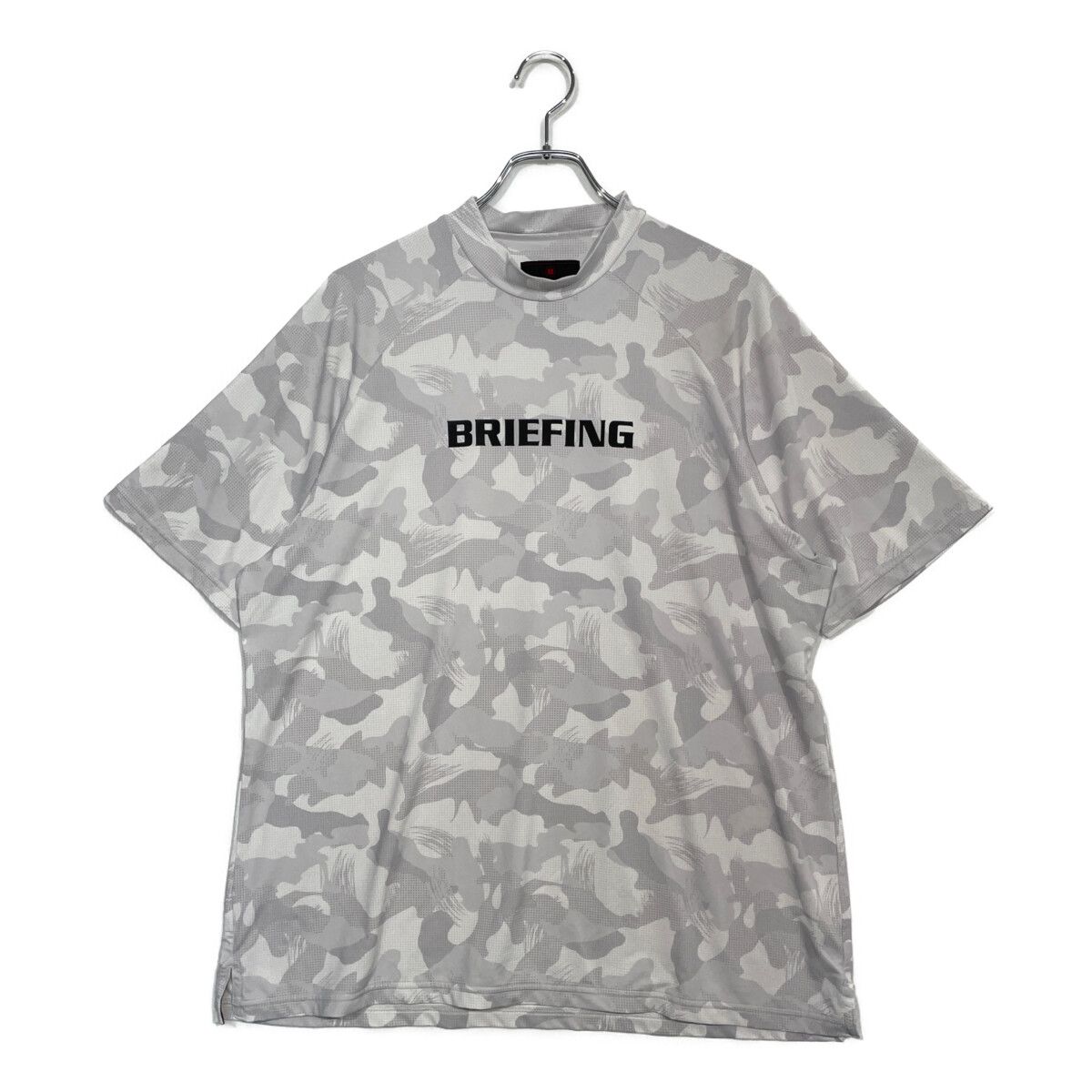 メンズ ブリーフィング BRIEFING 半袖シャツ L 白×グレー モックネック