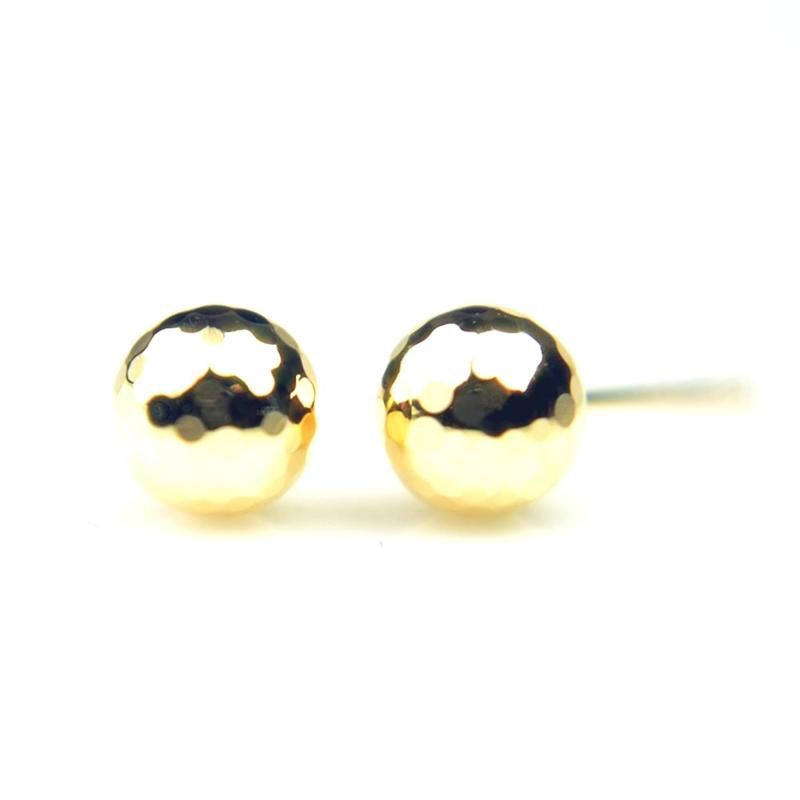 18金ピアス ミラーボールピアス 5mm イエローゴールド 1ペア両耳販売 ミラーカット 小ぶり シンプル プレゼント ギフト ニッケルフリー yokomountain