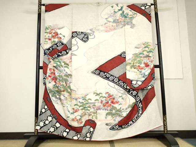 平和屋着物□豪華振袖 絵巻風景花文 金彩 正絹 逸品 AAAX2119ma