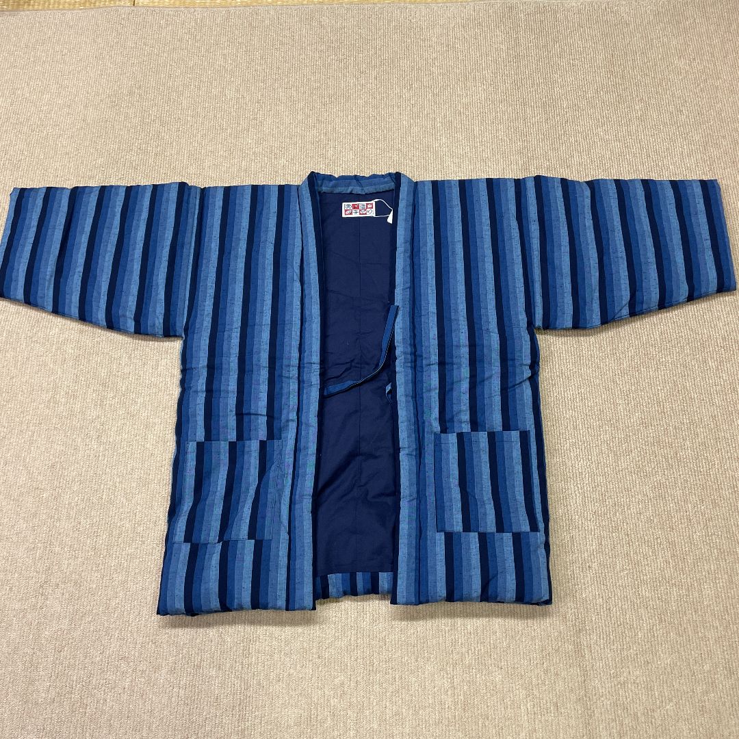 超特価低価新品 宮田織物 藍調袢天 縞 半纏 日本製 宮手造り はんてん 和装 防寒着 その他