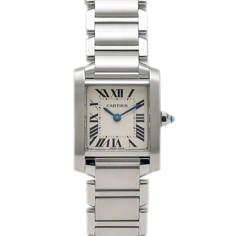カルティエ タンクフランセーズSM レディース 白文字盤 SS クォーツ  
