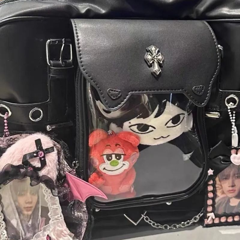 痛バッグ 痛バ 黒 ブラック 量産型 地雷系 推し活 推し事 フリル リボン Amazon.co.jp: Baachoo 編み上げリボン痛バッグ 痛バ 地雷系 黒
