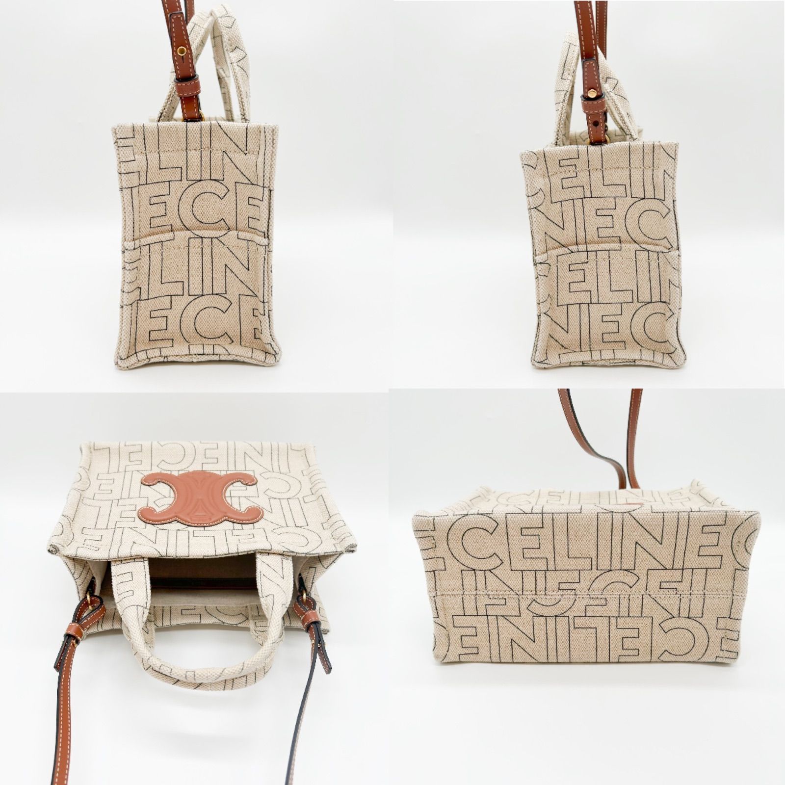 【未使用保管品】CELINEセリーヌトリオンフロゴ キャンバス×レザー 2WAY CELINE （新品・未使用品）セリーヌ ミニ バーティカル カバ