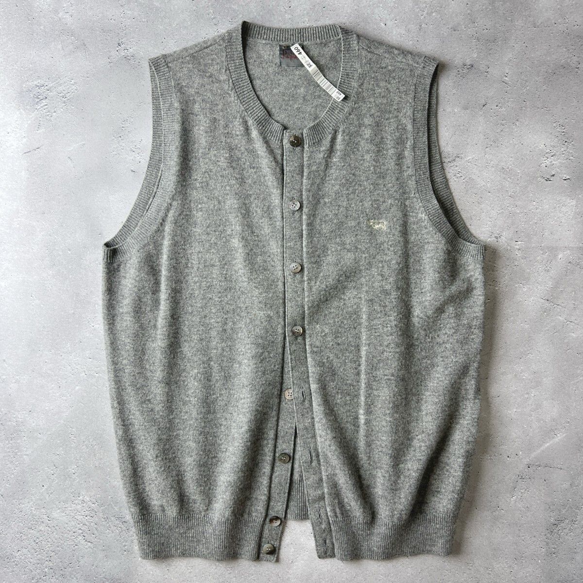 美品✨パパス ウールニットベスト 黒 Lサイズ 貝ボタン 美品】PAPAS グレー