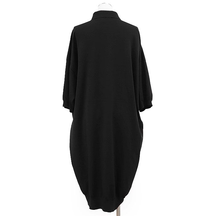  PRADA プラダ ニットワンピース 2018年製 ロゴ 刺繍 バージンウール混 ポロ襟 ストレッチ ショートスリーブ 半袖 スウェット ドレス レディース サイズ 36 S ブラック 黒 イタリア製 その他 その他